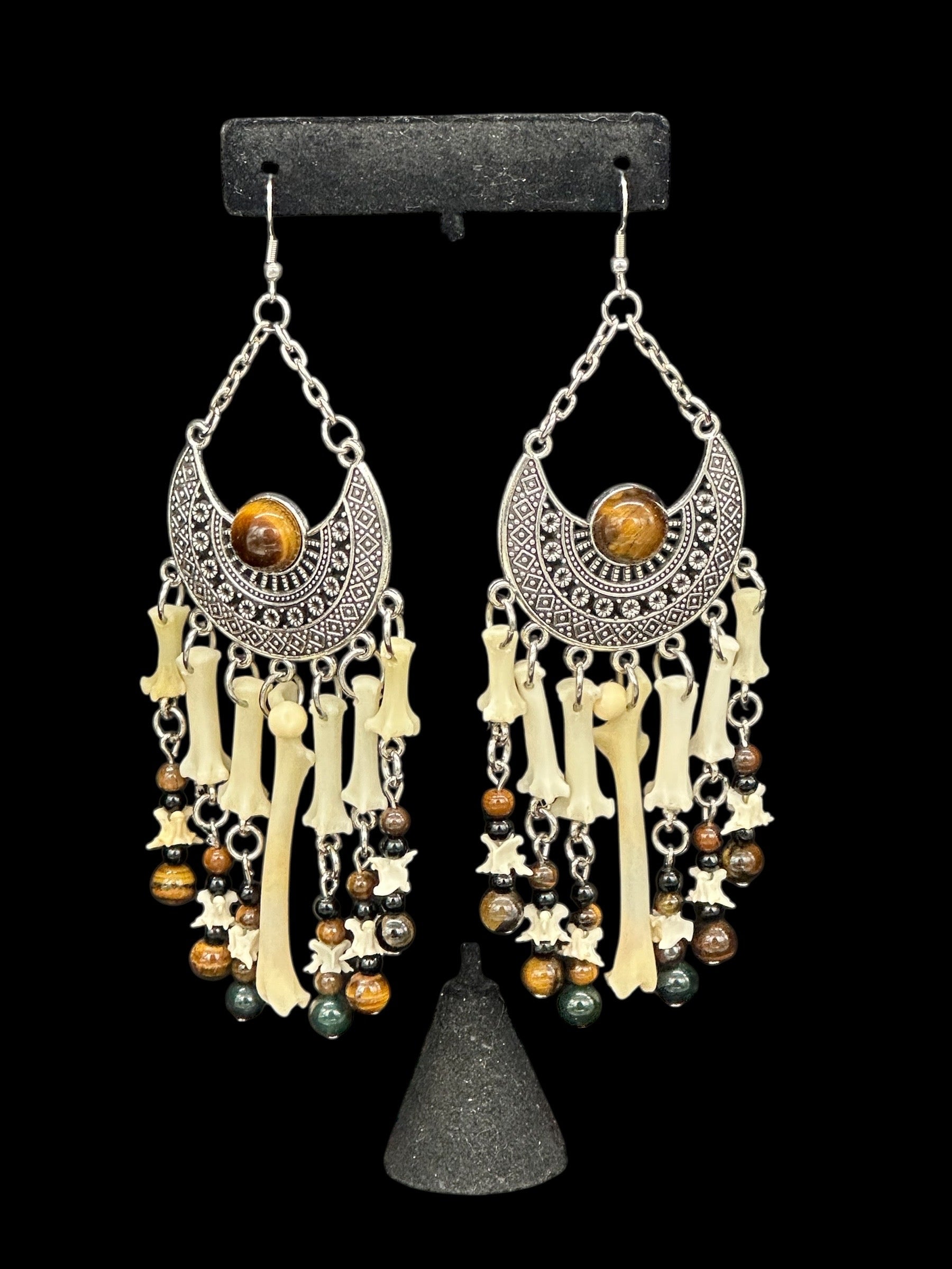 Squirrel & Raccoon Tail Chandelier Earrings